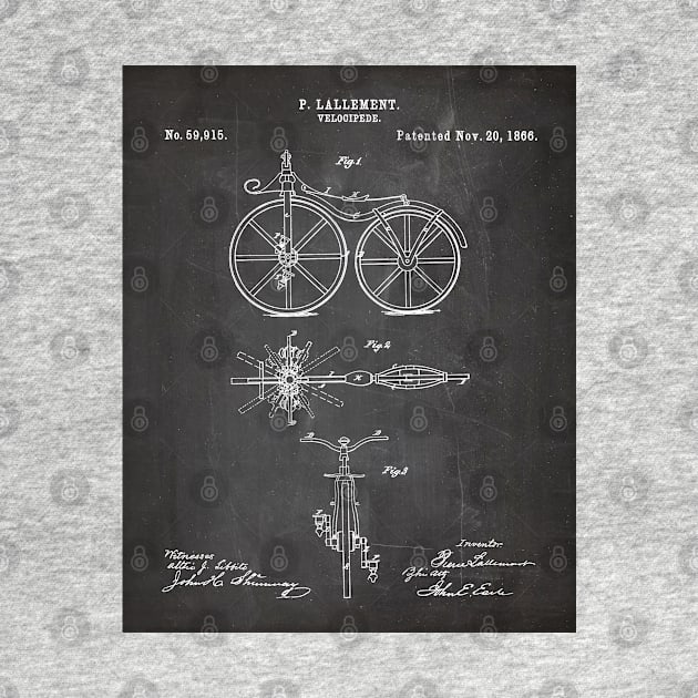 Bicycle Patent - Cycling Cyclist Bike Riding Fan Art - Black Chalkboard by patentpress